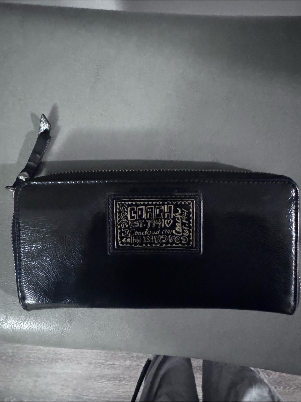 Black leather coach wallet
